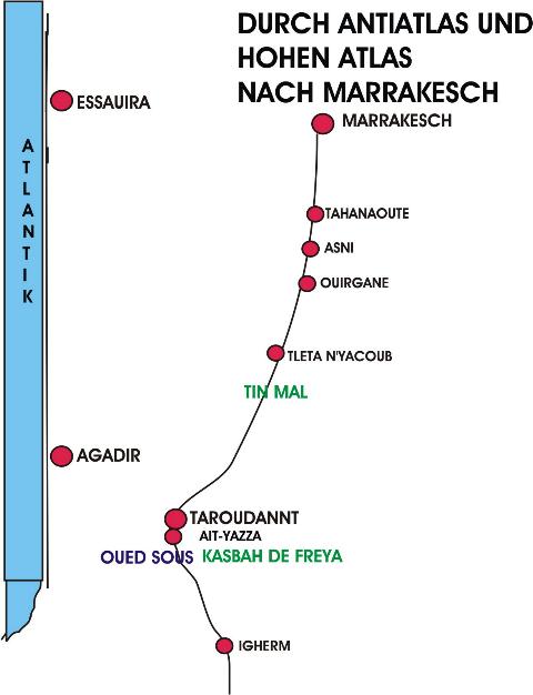 Marokko Karte Anti-Atlas Hoher Atlas