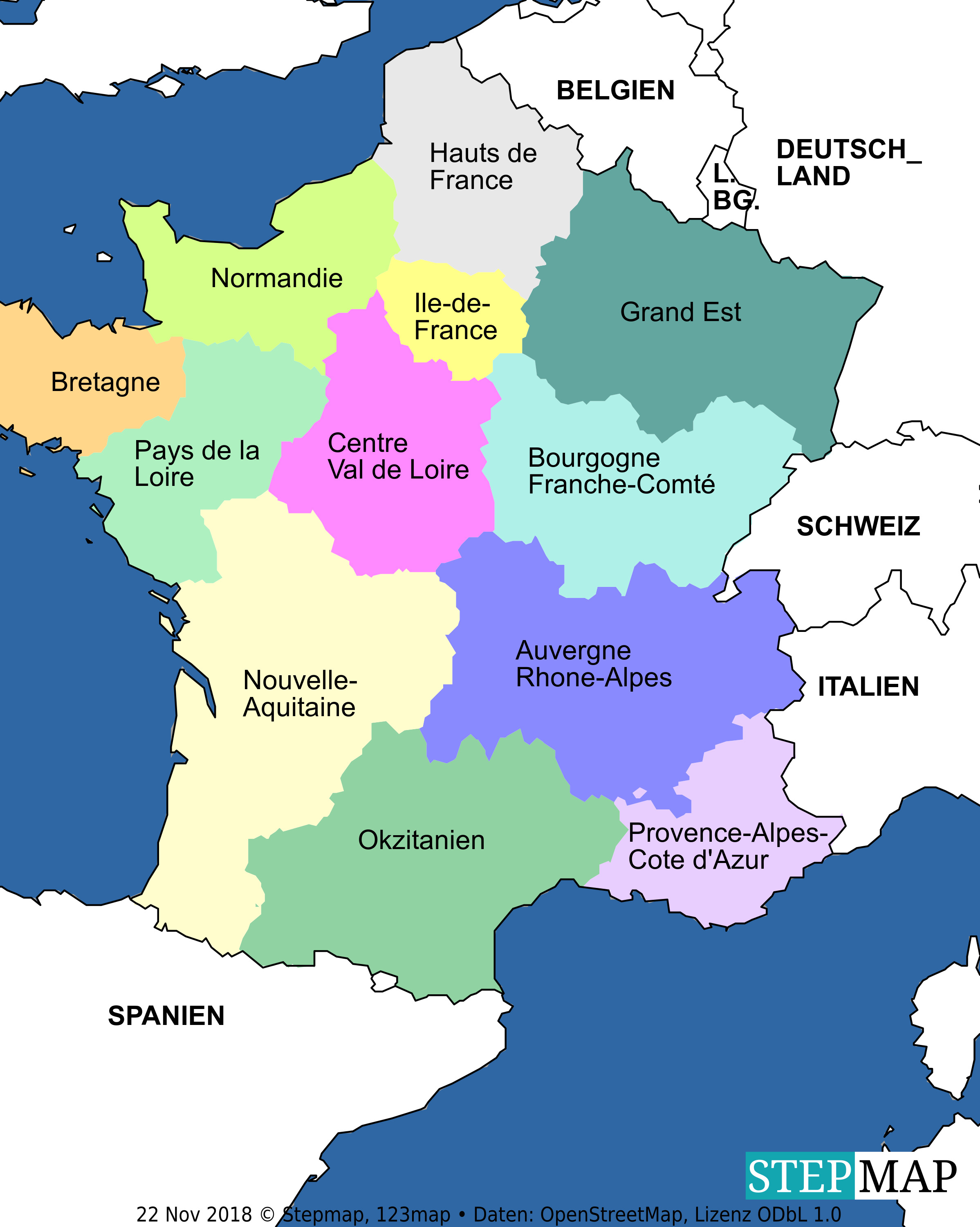 StepMap-Karte-Frankreich